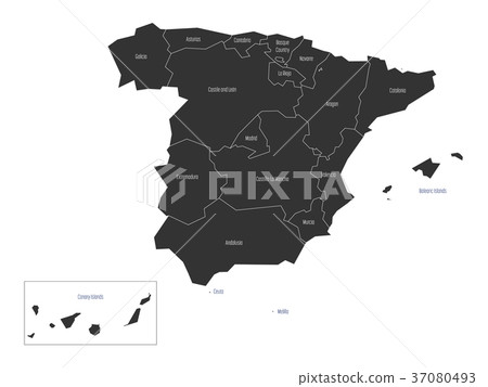 Spanish map devided to 17 administrative 37080493