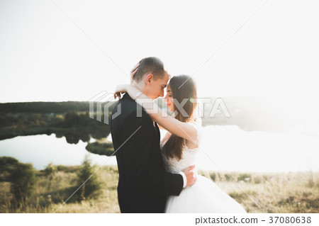 Beautiful romantic wedding couple of newlyweds 37080638