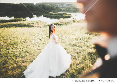 Beautiful romantic wedding couple of newlyweds 37080640