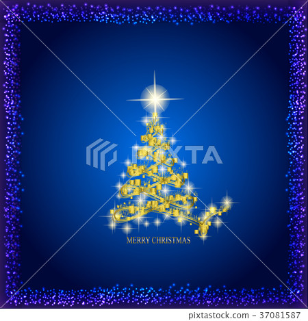 Abstract background with gold christmas tree and - Stock Illustration ...