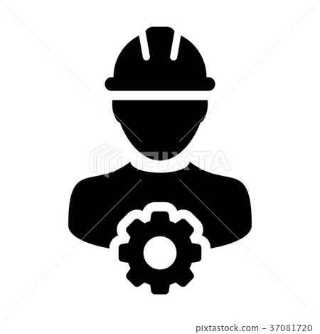 Service Icon Vector Male Person Worker Avatar Gear - Stock Illustration ...