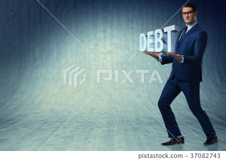 Man struggling with high debt 37082743