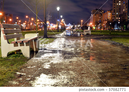 Alley at winter night. 37082771