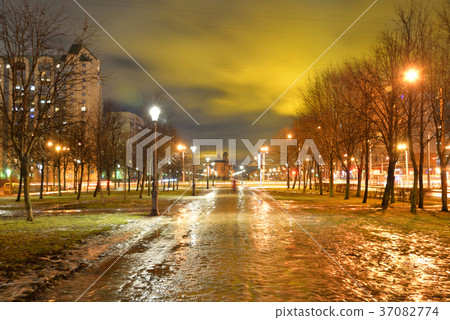 Alley at winter night. 37082774