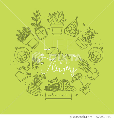 Monogram pots with plants life better light green 37082970