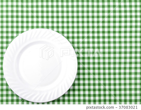 White Plate on Green and White  37083021