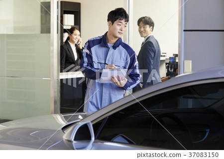 工人，女商人，客戶，諮詢，韓國 37083150