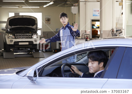 汽車服務，客戶，工人，韓國人 37083167