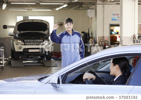汽車服務，客戶，工人，韓國人 37083192