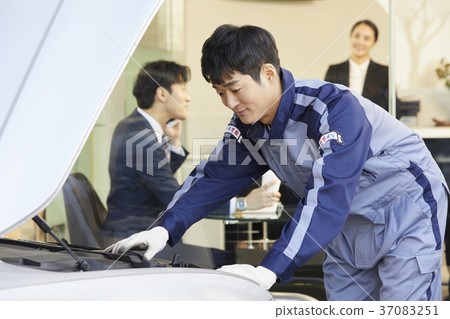汽車服務，客戶，工人，韓國人 37083251