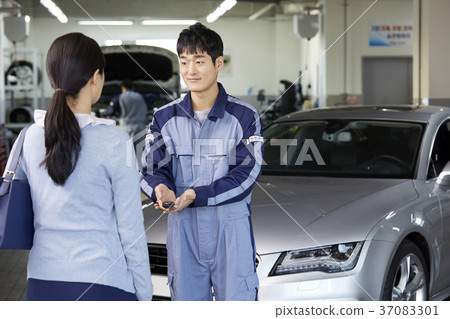 汽車服務，工人，客戶，諮詢，韓國 37083301