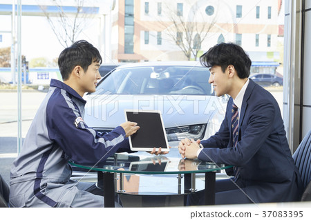 汽車，工人，客戶，韓國 37083395