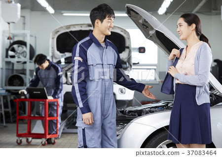 汽車服務，工人，客戶，諮詢，韓國 37083464