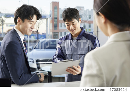工人，女商人，客戶，諮詢，韓國 37083624