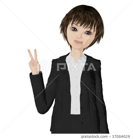 Business suit women perming 2DCG illustrations material Business suit women perming 2DCG illustrations material 37084029