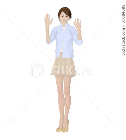 女性構成時尚燙髮2DG插圖素材 37084095