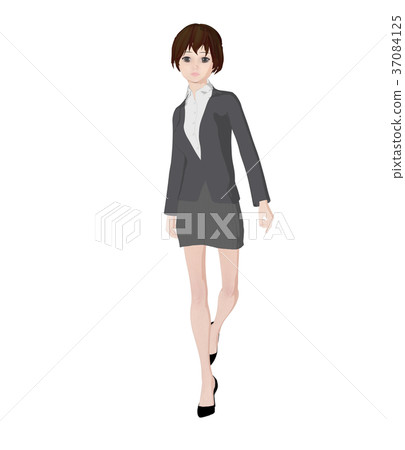 Business suit women perming 2DCG illustration material 37084125