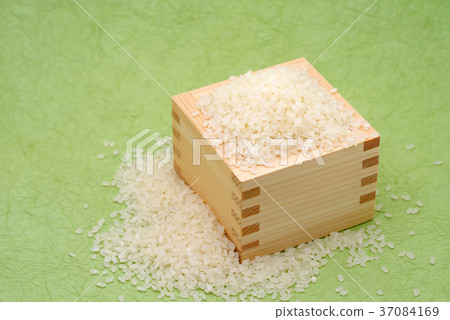 從上面稍微充滿米，草色日本紙b-2的米的背景 37084169