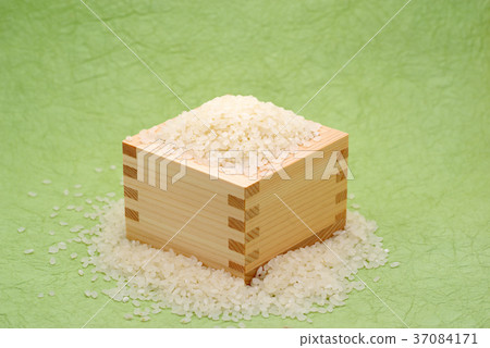 米的背景充滿米，草色的日本紙背景d-1中央 37084171