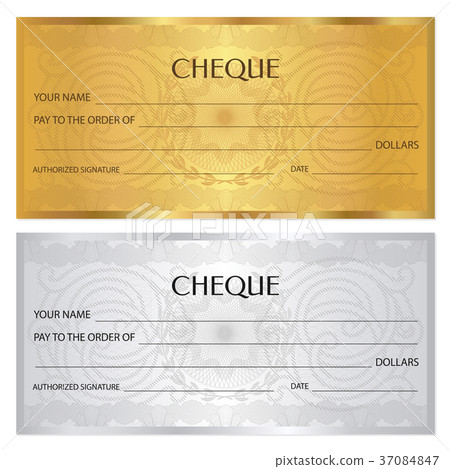 Check (cheque), Chequebook template. Guilloche 37084847