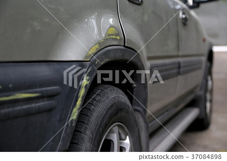 Old car body side damage after an road accident. 37084898