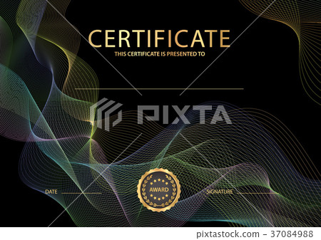 Certificate with black background. Design template - Stock Illustration  [37084988] - PIXTA