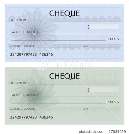 Check (cheque), Chequebook template. Guilloche  37085059