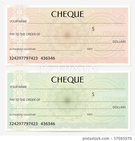 Check (cheque), Chequebook template. Guilloche 37085070