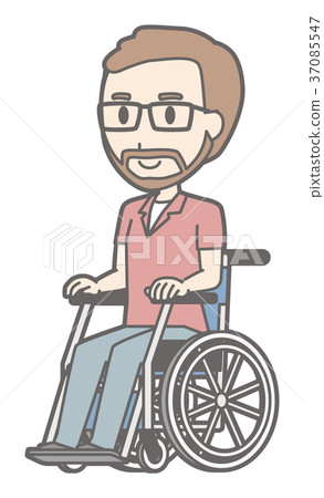 Bearded man wearing glasses sitting in a wheelchair 37085547