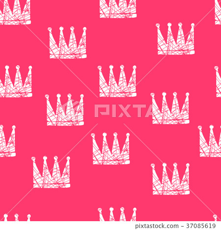 Hand drawn Various crowns set, vector illustration 37085619