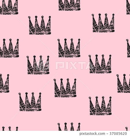 Hand drawn Various crowns set, vector illustration 37085620