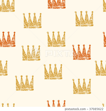 Hand drawn Various crowns set, vector illustration 37085622