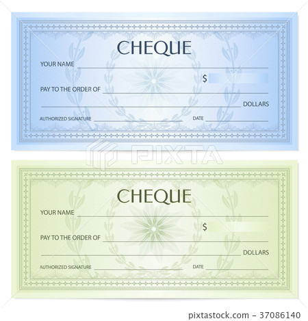 Check (cheque), Chequebook template. Guilloche 37086140