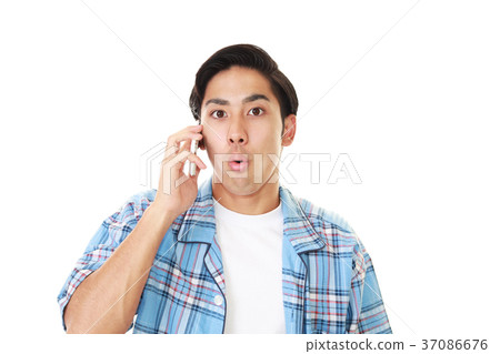 A man with a surprised expression A man with a surprised expression 37086676