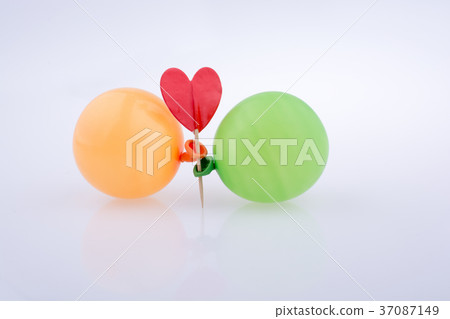 Red heart and colorful small Balloons 37087149