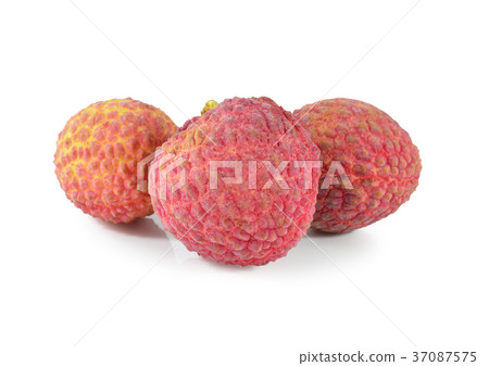 fresh lychees on white background fresh lychees on white background 37087575