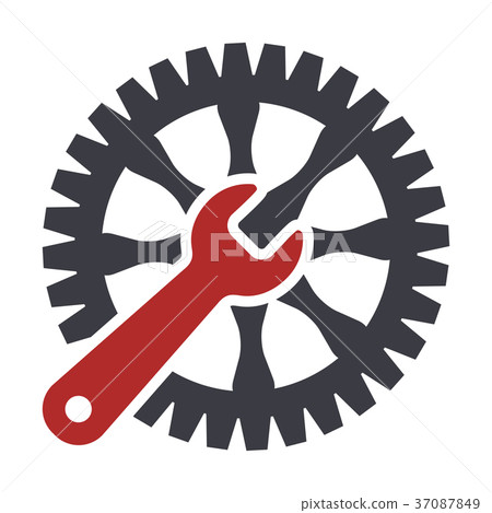 Service tool icons with gear and spanner Service tool icons with gear and spanner 37087849