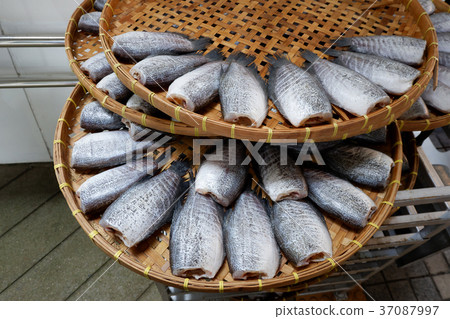 Snakeskin gourami Fish dried in market 37087997