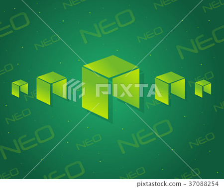 NEO bitcoin on green background NEO bitcoin on green background 37088254
