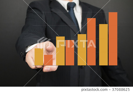 Businessman's pointing graph Businessman's pointing graph 37088625