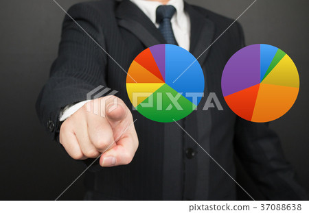 Businessman's pointing graph Businessman's pointing graph 37088638