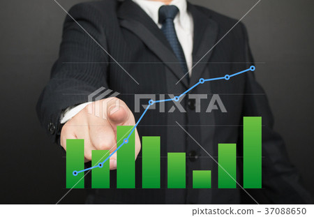Businessman's pointing graph Businessman's pointing graph 37088650