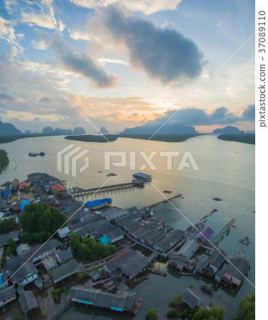 sunrise above the group of islands in Andaman sea 37089110