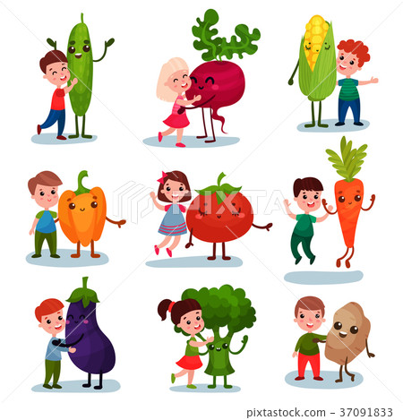 Cute little kids having fun and hugging giant 37091833