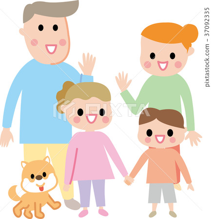 Smiling family and pet smile vector illustration pass Smiling family and pet smile vector illustration pass 37092335