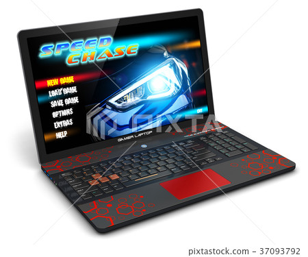 Gamer laptop with video game 37093792