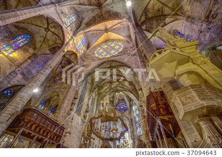 Majorca cathedral interior roof in hdr Majorca cathedral interior roof in hdr 37094643
