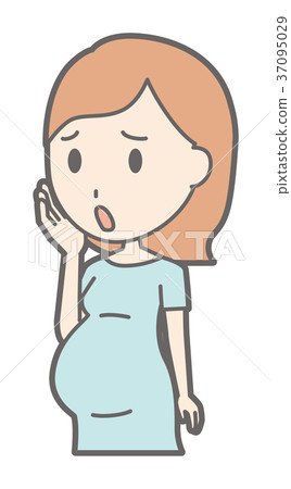 一名身穿綠色衣服的孕婦陷入困境 一名身穿綠色衣服的孕婦陷入困境 37095029