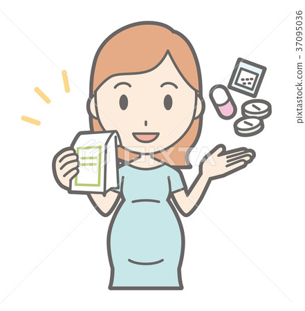 穿綠色衣裳的一名孕婦解釋醫學 穿綠色衣裳的一名孕婦解釋醫學 37095036
