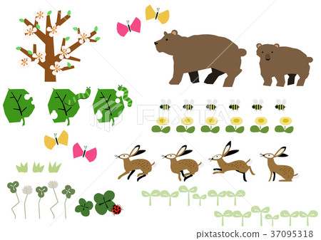 Spring image illustration. Spring flora and fauna. For calendars. Spring image illustration. Spring flora and fauna. For calendars. 37095318